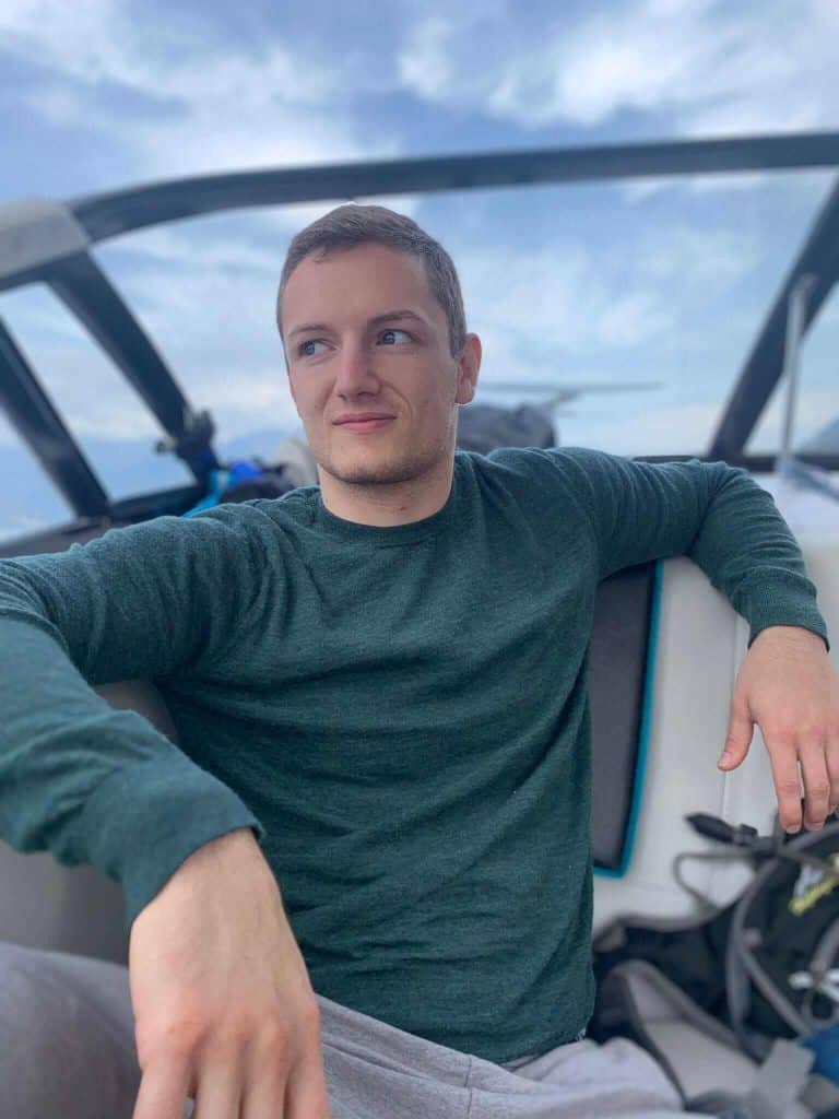 Simon Niklaus on a boat